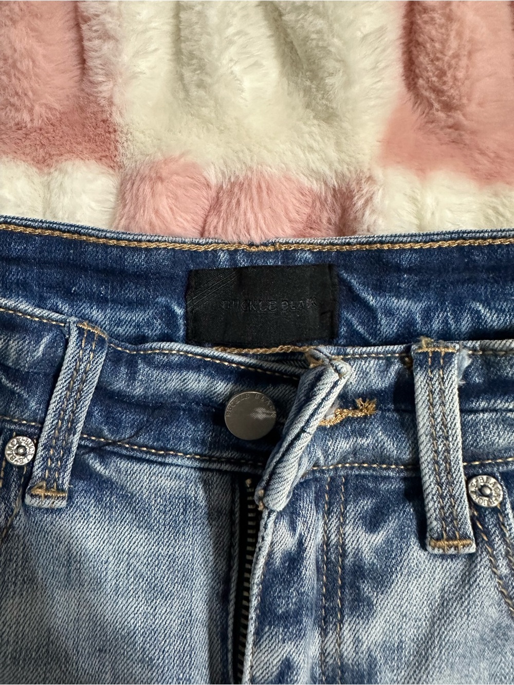 Buckle Light Wash Blue Flare Jeans - Picture 3 of 4